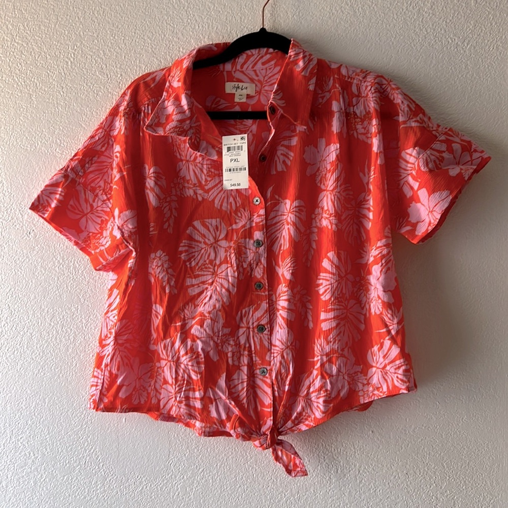 Style & Co wild orange blouse size PXL